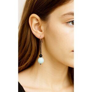 Pat Pearlman Designs Hawaii Earrings Lava Amazonite Drop Chain Surgical Steel